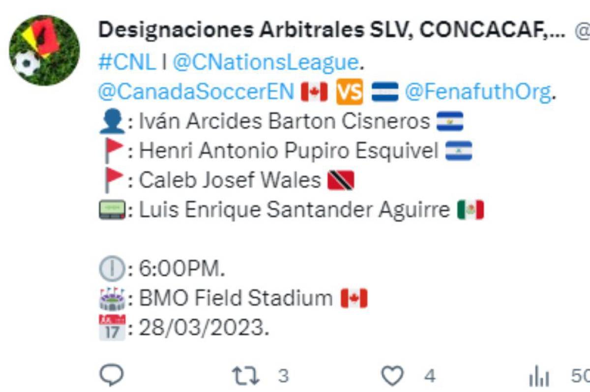 Confirmado: Concacaf hace oficial el nombramiento del árbitro que dirigirá Canadá-Honduras por la Nations League
