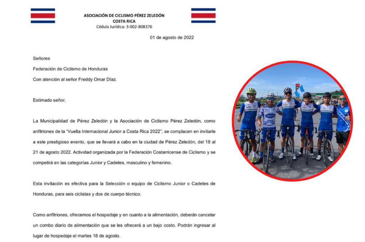 Carta de invitación de la Federación Nacional de Atletismo de Costa Rica.