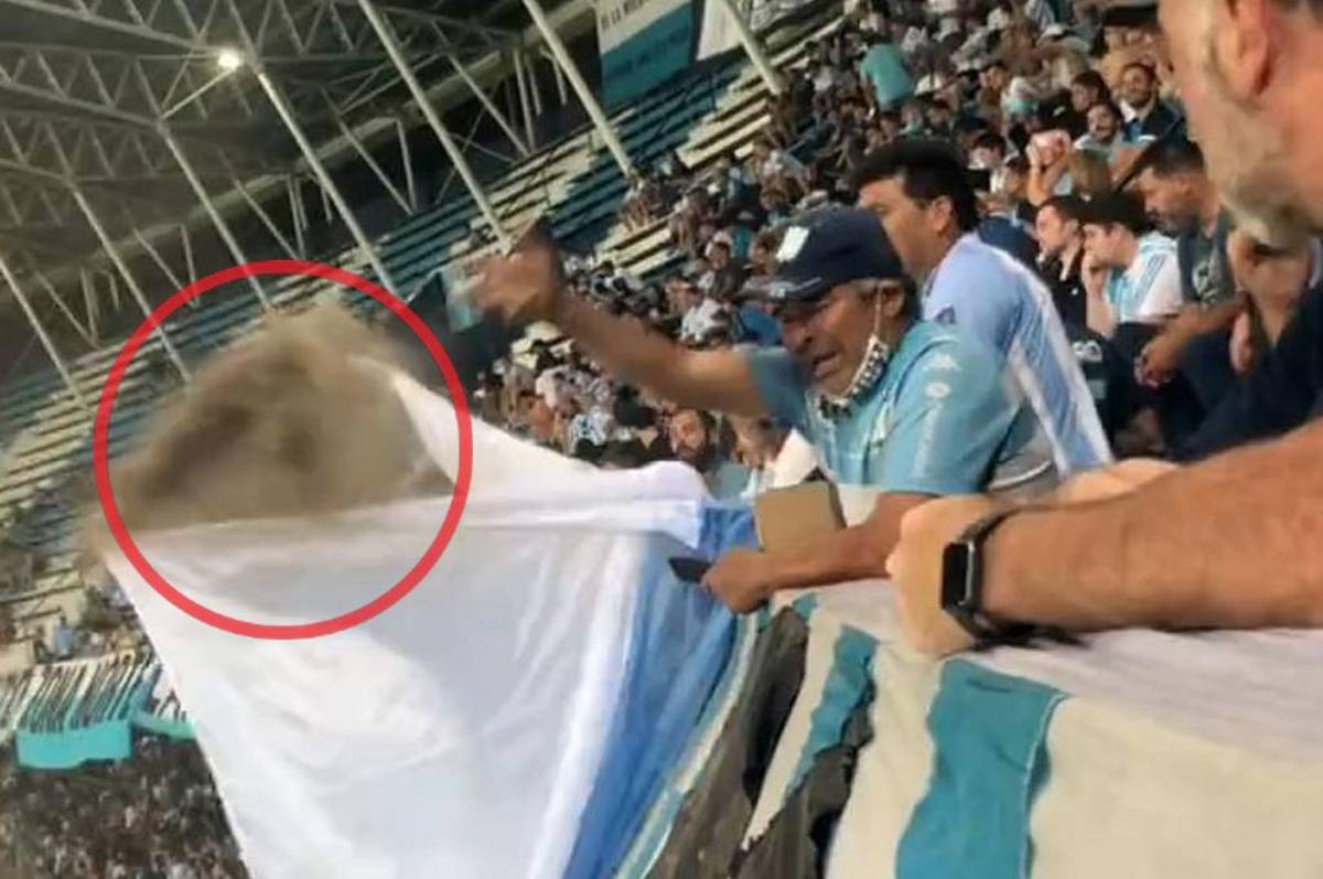 Tiraron las cenizas de un muerto en pleno partido de Racing y le cayó a los demás aficionados: ‘‘Yo respiré un poco del finado’’