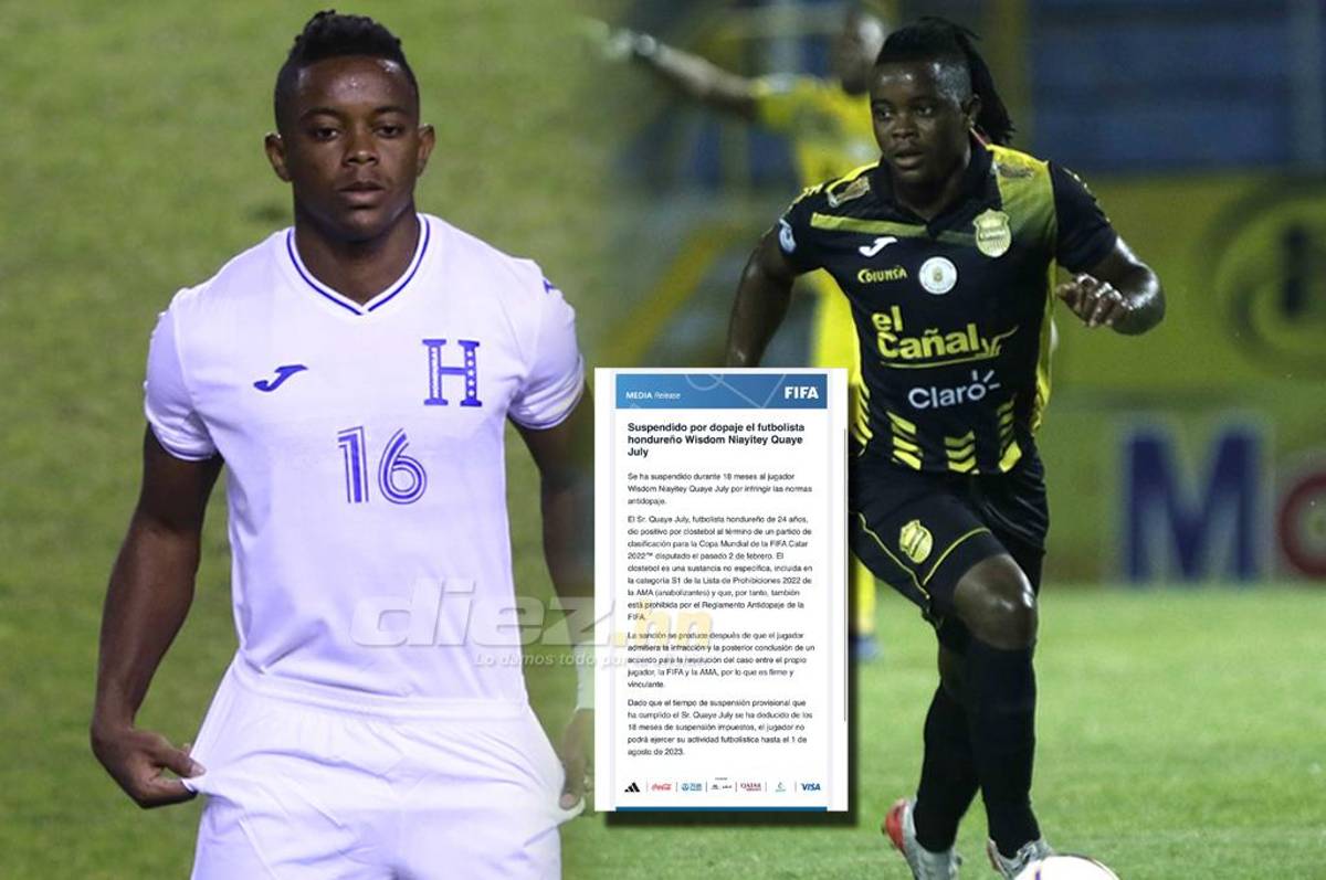 Duro castigo: FIFA sanciona al futbolista hondureño Wisdom Quayé por dar positivo a prueba antidoping con la Selección