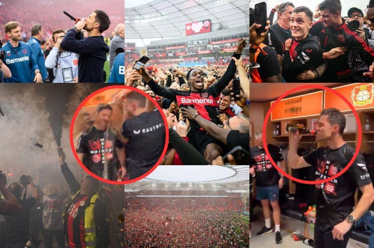 Fotos: Xabi Alonso se ‘hunde’ en el alcohol y la loca invasión de la afición del Bayer Leverkusen tras quedar campeones