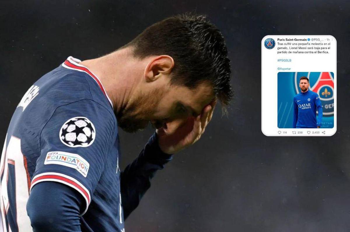 Messi es baja por lesión para partido de Champions League contra el Benfica, informa el PSG