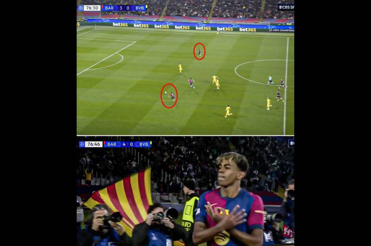 La imagen 'editada' del VAR en el gol de Raphinha y la burla de Yamal al Borussia; Dibu Martínez y su error ante PSG