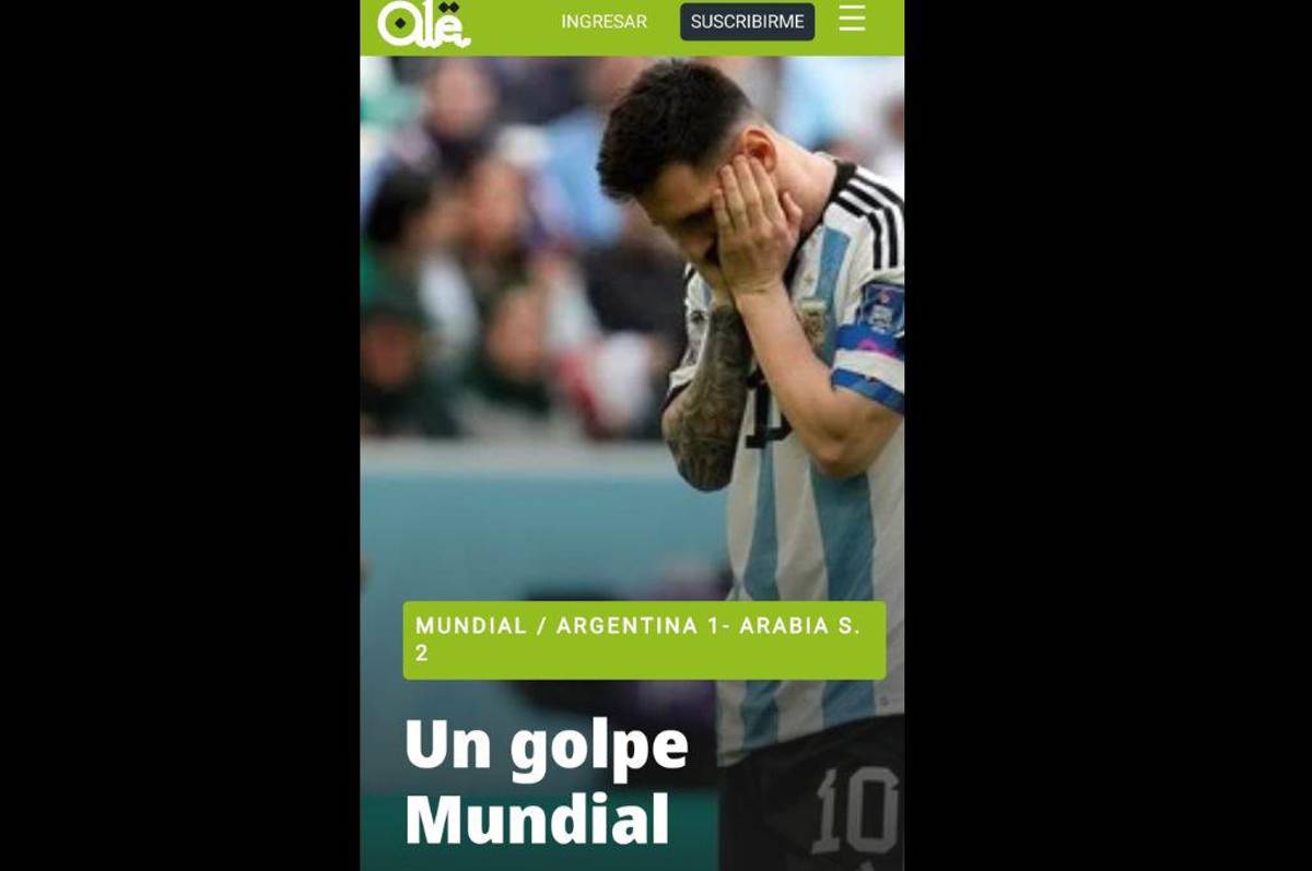 “Ni D10s ayuda al que madruga”: Así reaccionó la prensa tras la derrota de Argentina ante Arabia Saudita en Qatar 2022
