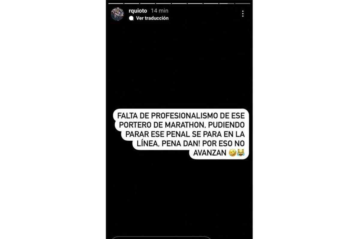 Romell Quioto y su mensaje en redes sociales.