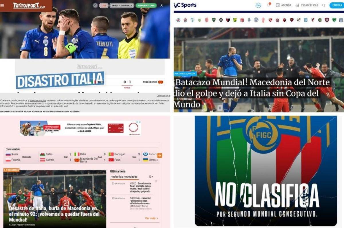 “Otro desastre” y “tragedia”: Lo que dice la prensa mundial tras el nuevo fracaso de Italia, afuera de Qatar 2022