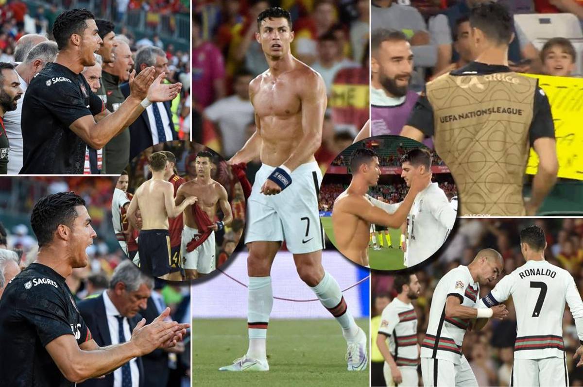 Cristiano Ronaldo en modo entrenador y su gesto con figura del Real Madrid en el España-Portugal de la Liga Naciones