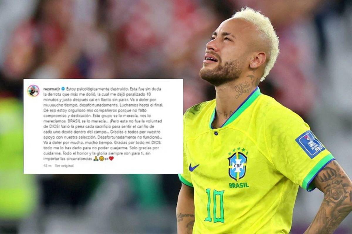 La dolorosa carta de Neymar tras la eliminación de Brasil del Mundial de Qatar 2022: “Estoy destruido”