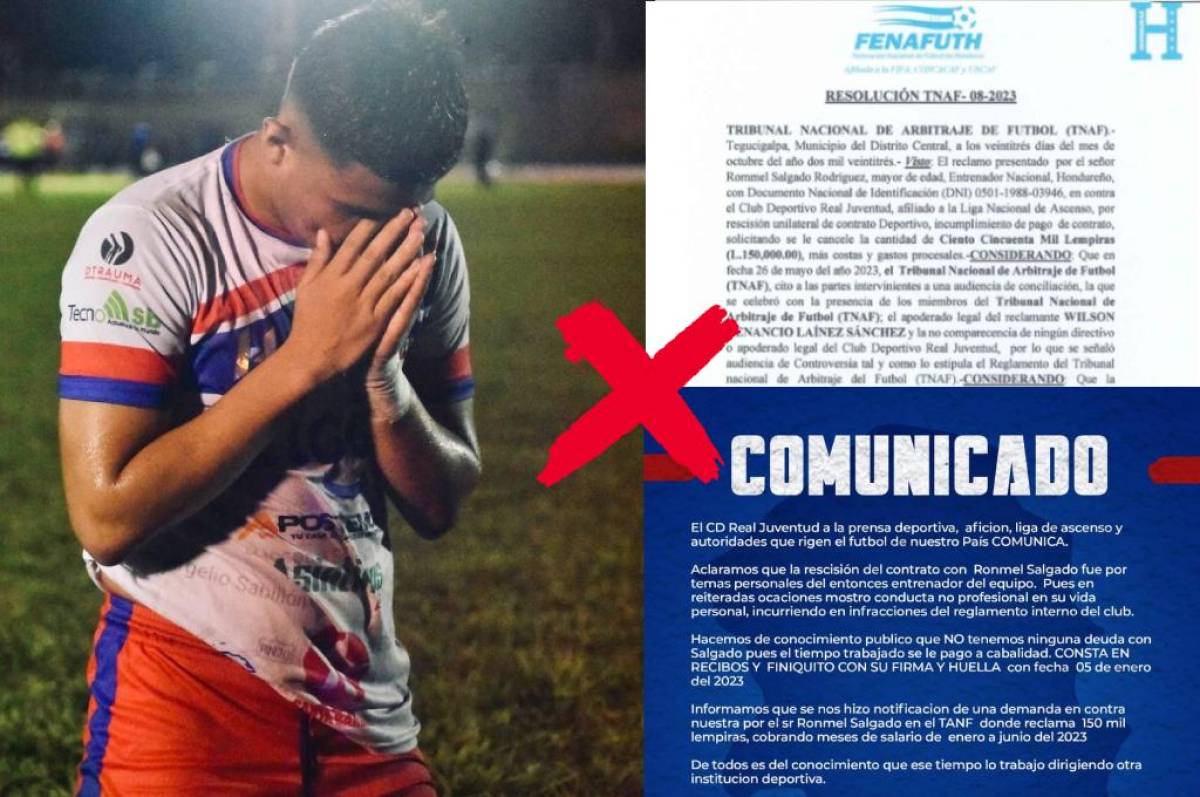 Insólito caso en el Ascenso: ¡TNAF obliga a Real Juventud pagarle a entrenador pese a que salió por mutuo acuerdo!