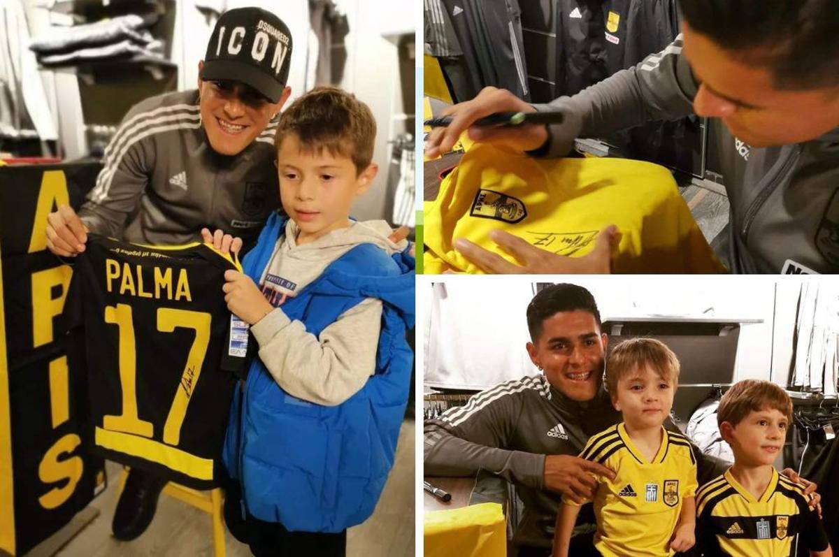 ¡De aplaudir! Luis Palma firmó autógrafos y se tomó fotos con jóvenes seguidores del Aris FC