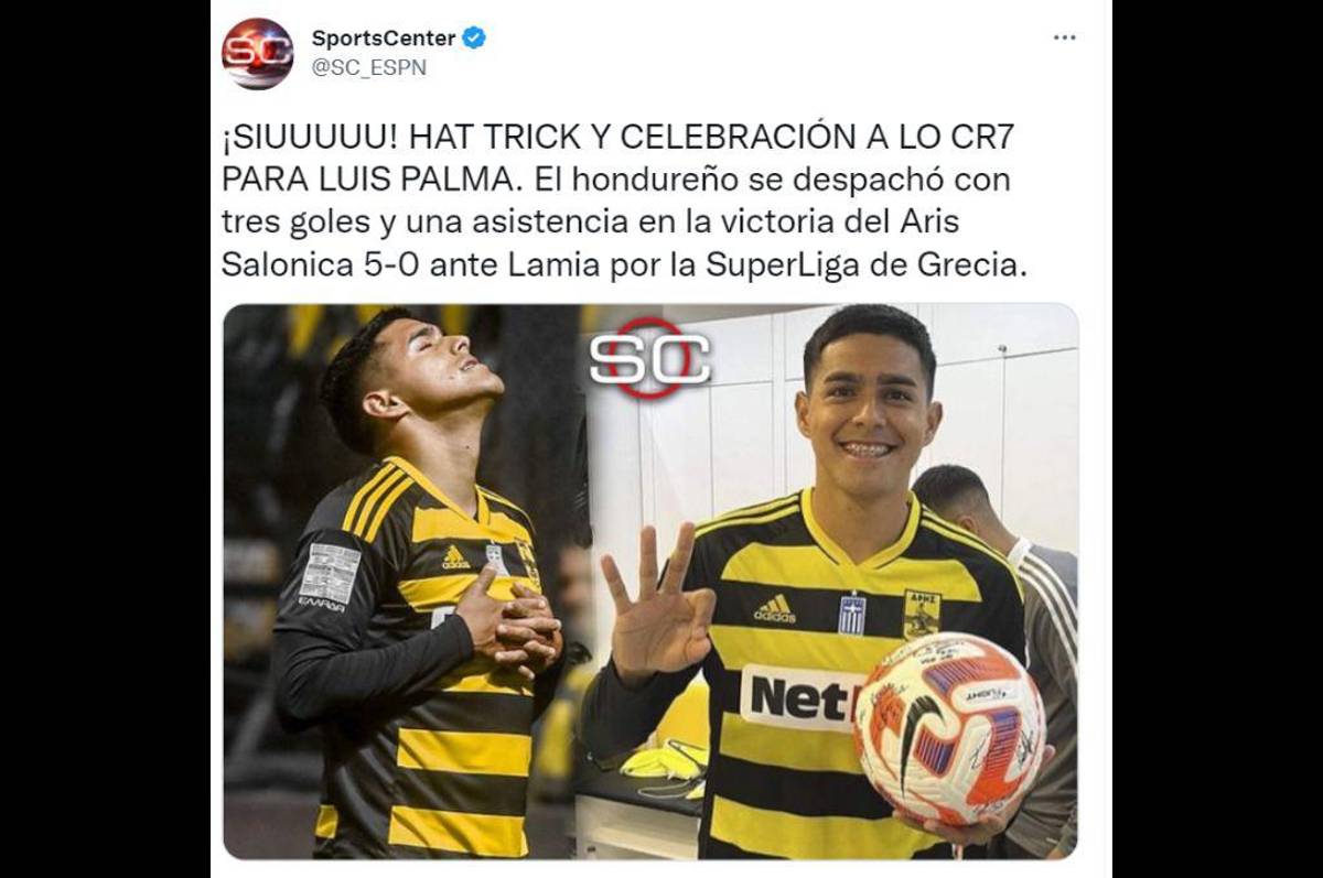 Medio internacional y periodista griego elogian a Luis Palma por el hat-trick que hizo en el triunfo del Aris ante el Lamia