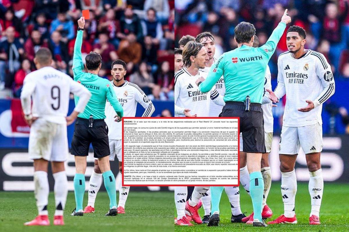 OFICIAL: Liga Española confirma duro castigo a Bellingham y este es el tiempo que estará de baja