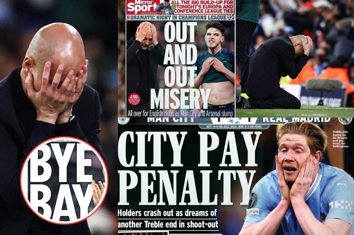 “Miseria”, “Pagó la multa”: la prensa inglesa explota contra Guardiola por la eliminación del City ante el Real Madrid