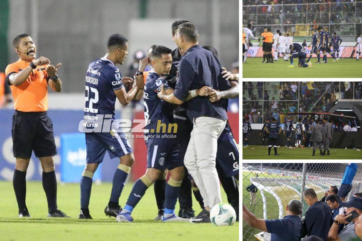 Fotos: La “Tota” Medina fue a encarar al árbitro, aficionados lanzan de todo y ¿dónde terminó viendo el juego el DT de Motagua?