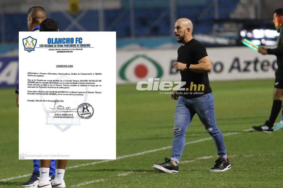 OFICIAL: Olancho FC anuncia la salida del técnico Mauro De Giobbi tras un acuerdo para la rescisión de su contrato