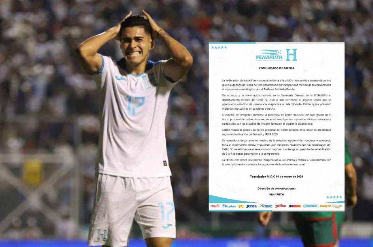 Comunicado: Selección de Honduras confirma malas noticias con Luis Palma y el tiempo que estará fuera