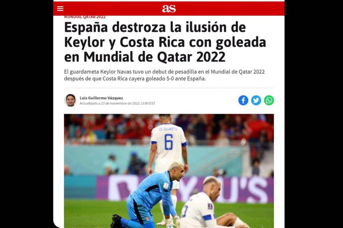 ¡C0s7a Rica! así reaccionó la prensa internacional tras el triunfo de España ante los ticos en el Mundial de Qatar 2022