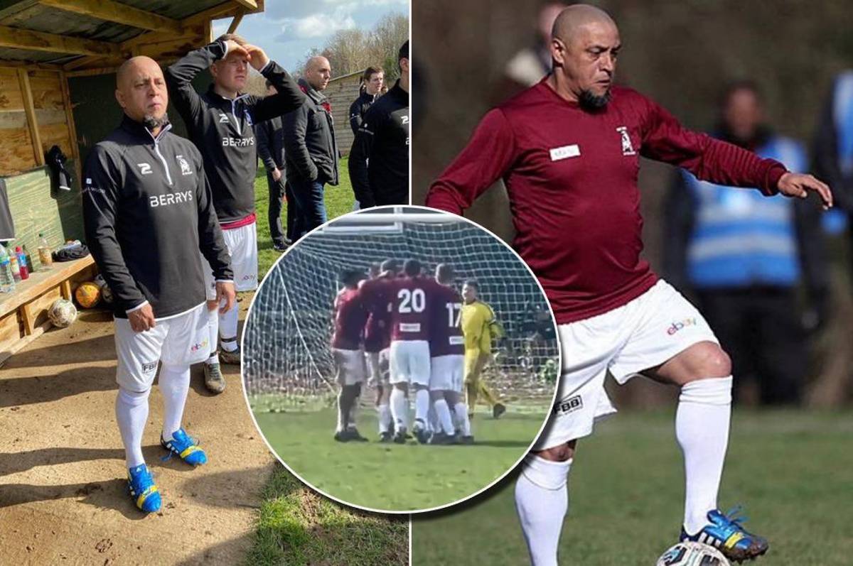 Así fue el regreso de Roberto Carlos al fútbol a sus 48 años: marcó un gol y emocionó a los aficionados en Inglaterra