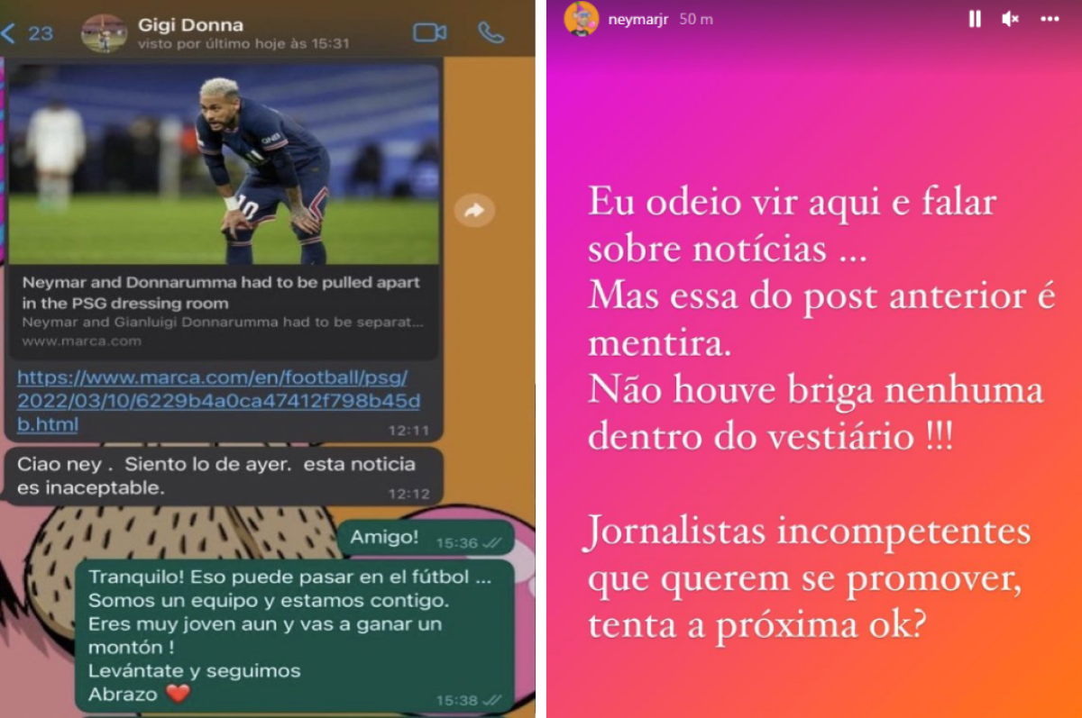 Neymar explota y revela charla de Whatsapp con Donnarumma tras rumores de una pelea en el camerino por derrota ante Real Madrid