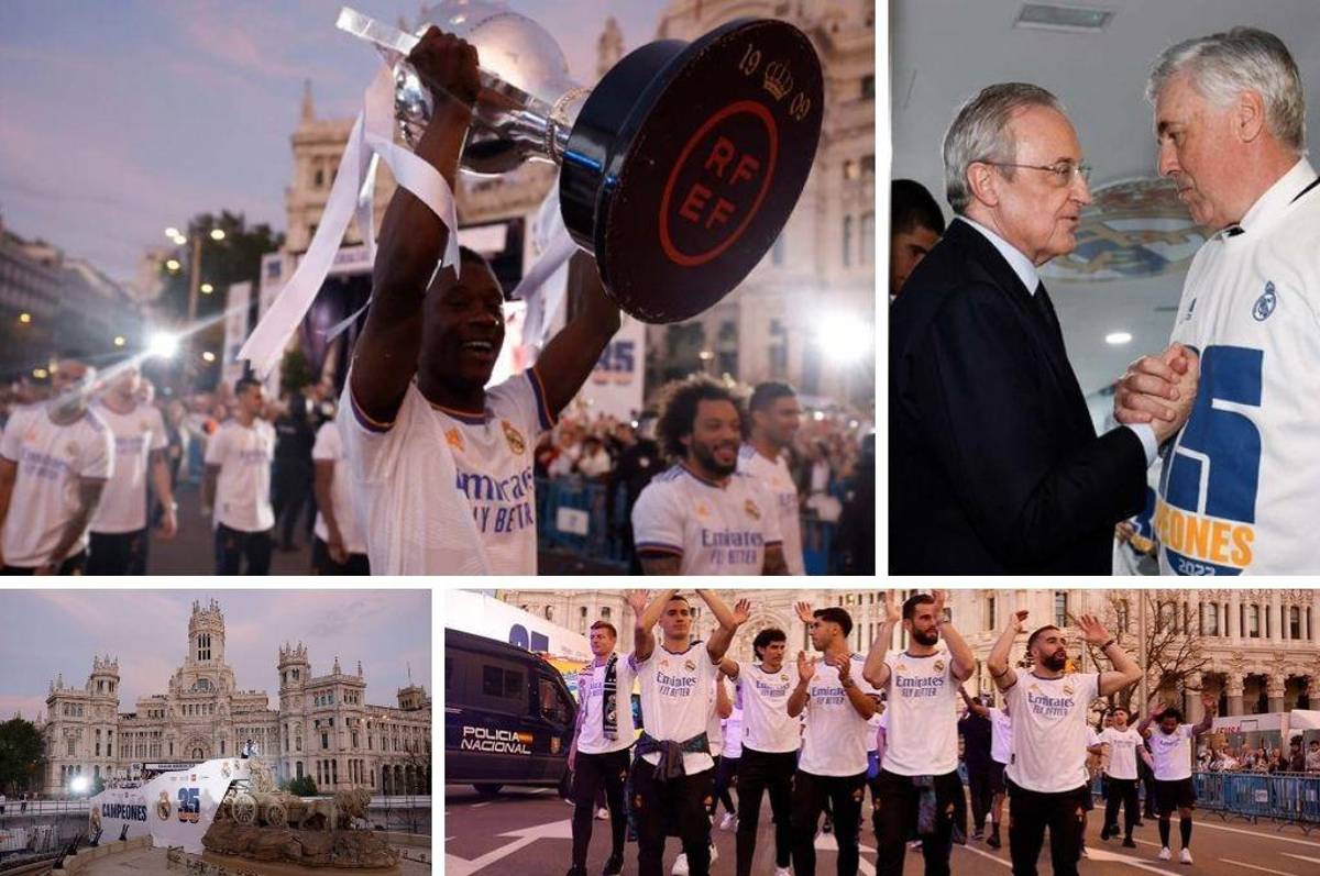 Nuevas fotos del festejo del Real Madrid: Regalo especial para Ancelotti y emotivo abrazo de Florentino Pérez con Marcelo