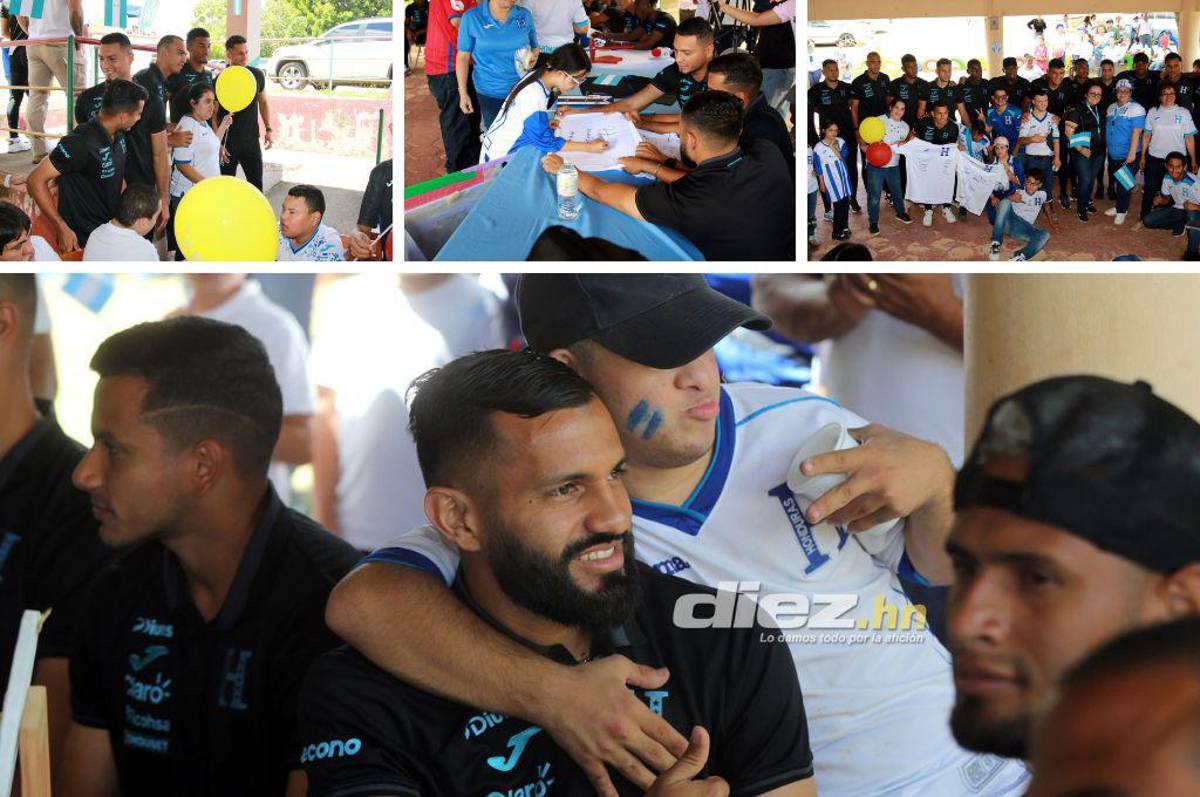 Muchas risas y abrazos: Los jugadores de la Selección de Honduras compartieron con niños del Instituto Juana Leclerc
