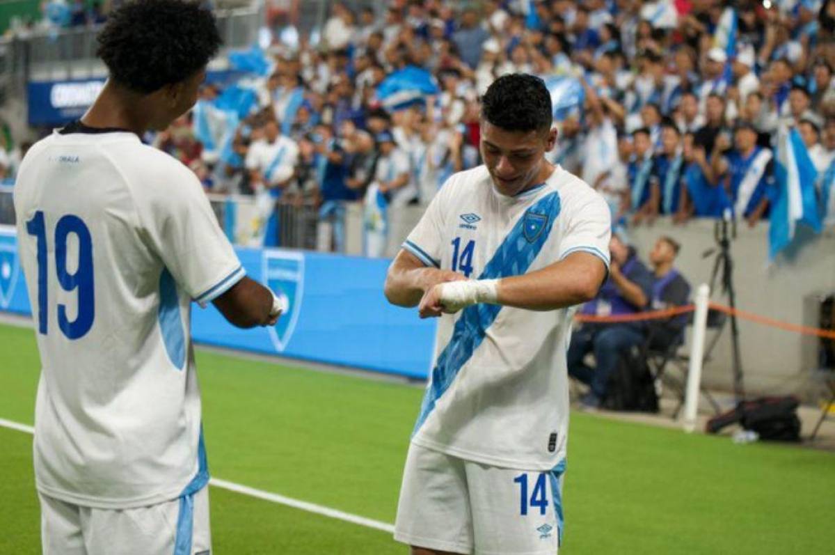 Así celebró Guatemala su gol ante la Selección de Honduras. Darwin Lom fue el protagonista. Foto: @fedefut_oficial