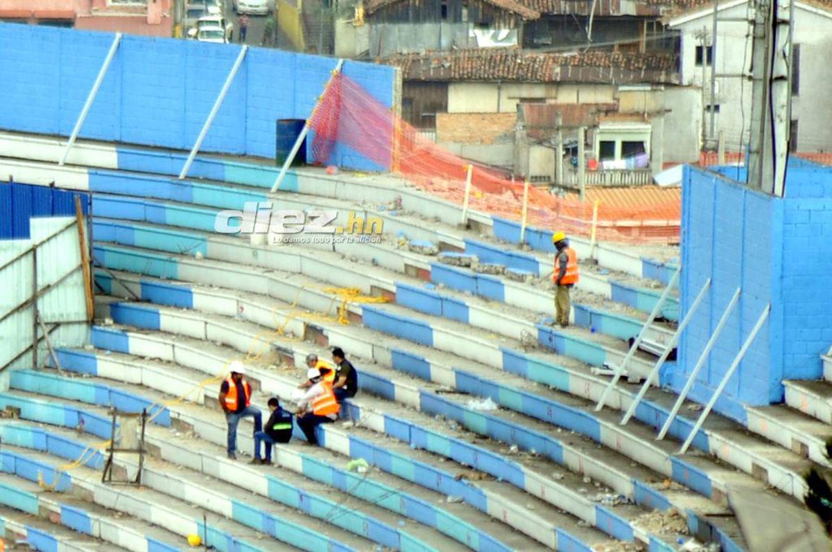 Así luce el estadio Nacional Chelato Uclés en medio de los trabajos de reconstrucción de las graderías