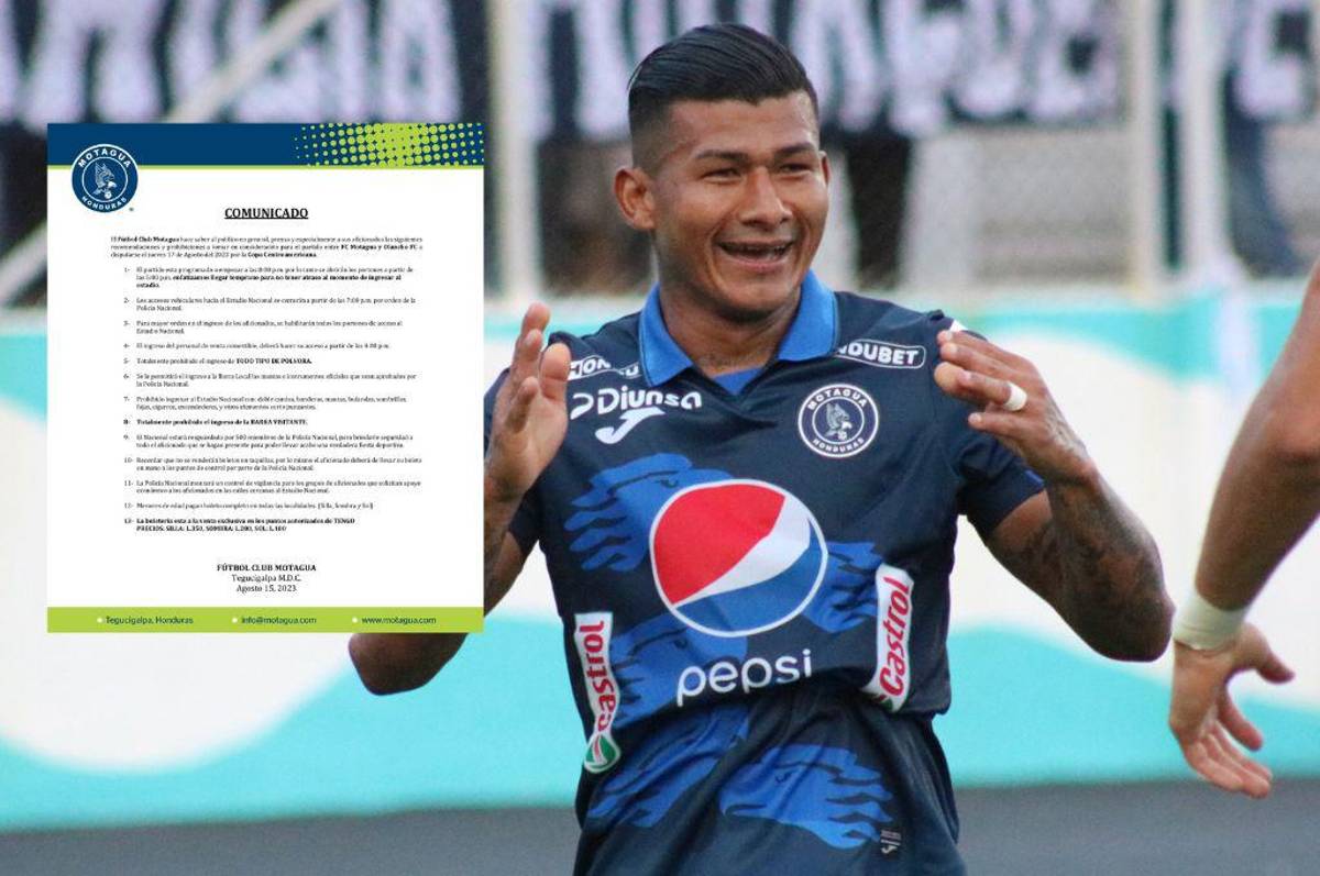 Las recomendaciones y prohibiciones para el partido entre Motagua y Olancho FC por la Copa Centroamericana