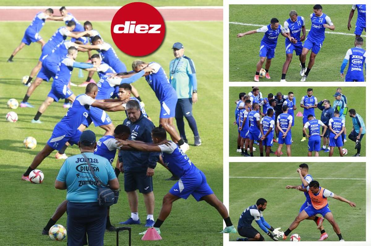 ¡La charla del Bolillo y buen ambiente! Las imágenes del primer entreno de Honduras de cara al amistoso con Colombia
