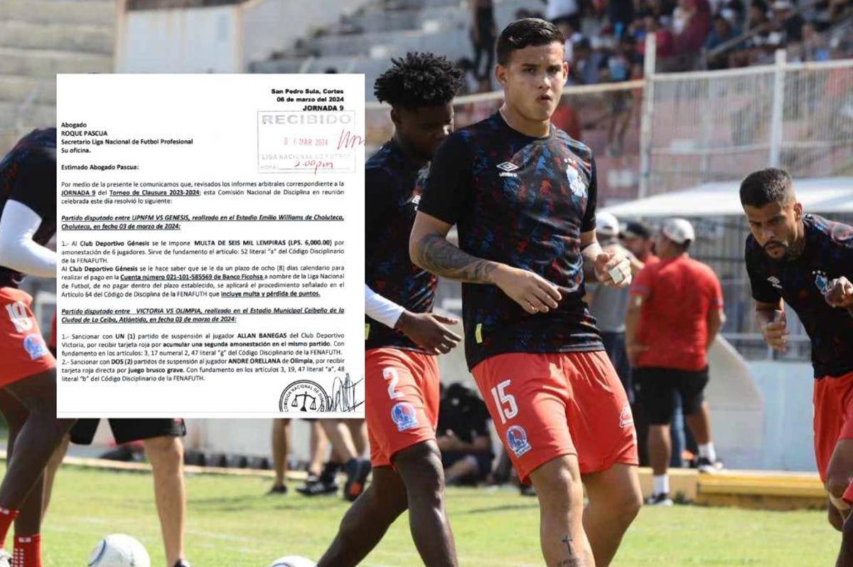 El castigo de la Comisión de Disciplina a André Orellana, defensa del Olimpia, por su roja en La Ceiba