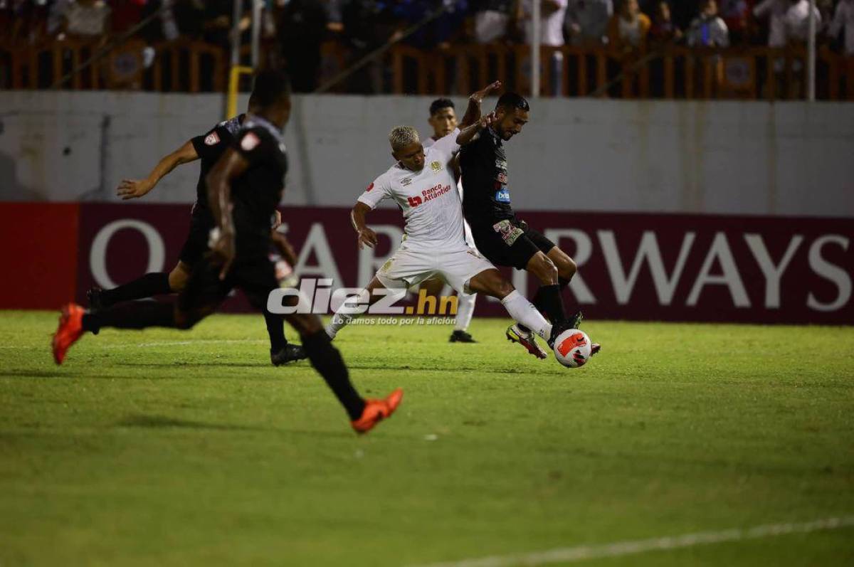 Bryan Moya no pudo conseguir su gol ante el Diriangén, que hizo un partido aceptable en el Morazán. Foto: Yoseph Amaya