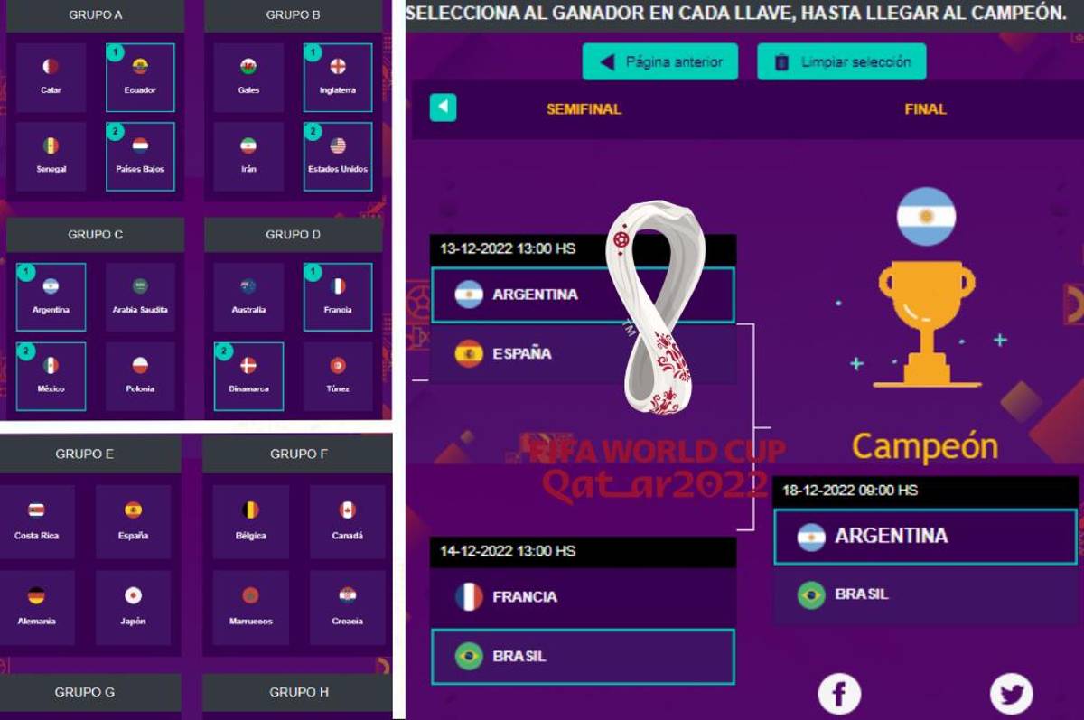 El simulador de DIEZ del Mundial de Qatar: pronostica desde la fase de grupos hasta quién será el campeón