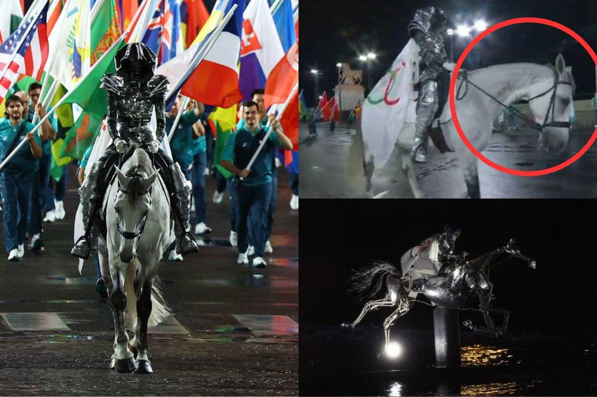 ¿Maltrato animal? Así lucía el caballo blanco que montaba el jinete que portaba la bandera de los Juegos Olímpicos 2024