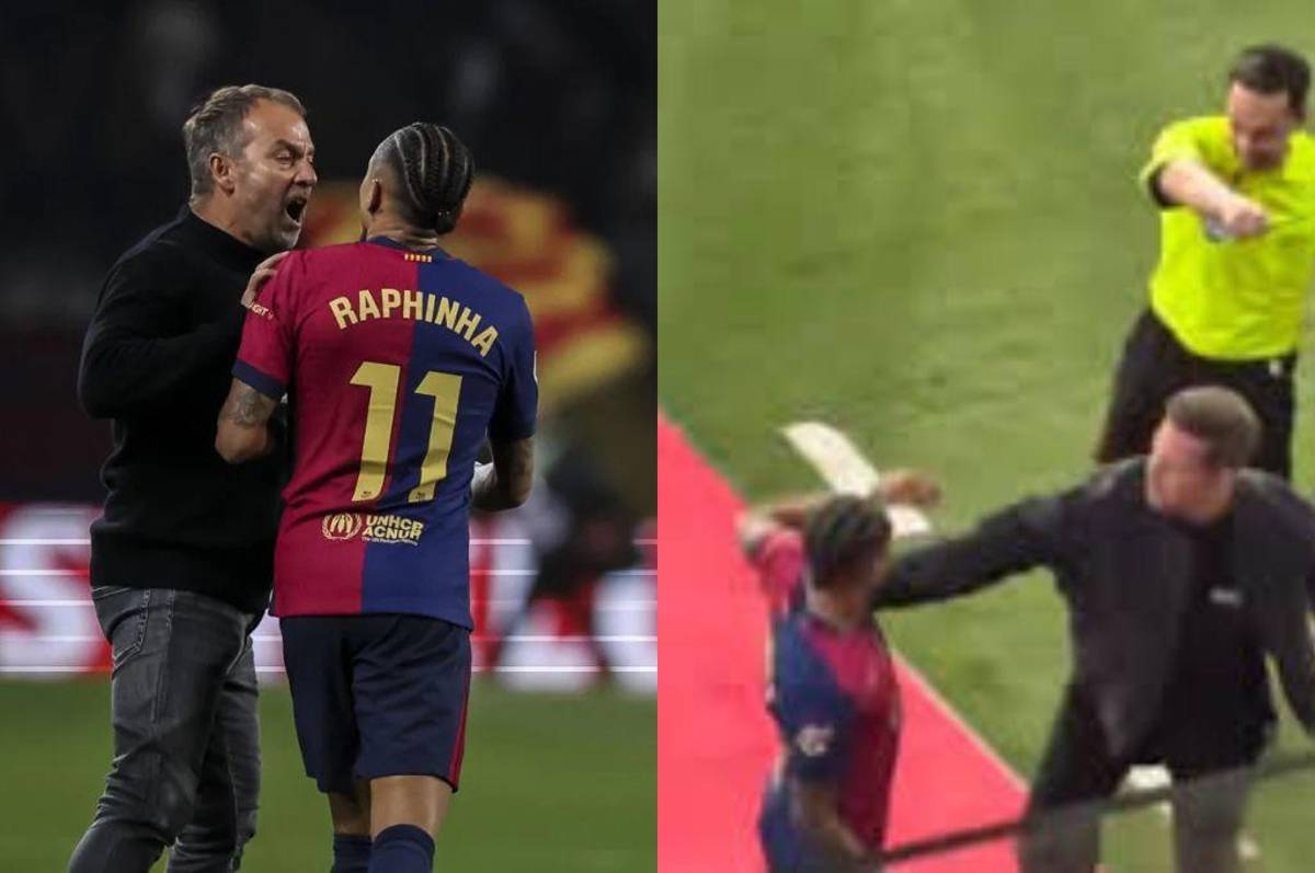 Sale a la luz lo que le dijo Raphinha al árbitro y Flick reveló todo lo que pasó: A mí no me mandes a callar