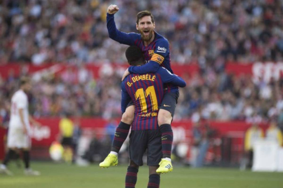 Duro partido para el Barcelona ante el Sevilla en el Sánchez Pizjuán, pero Messi hizo un gran partido e hizo tres goles.