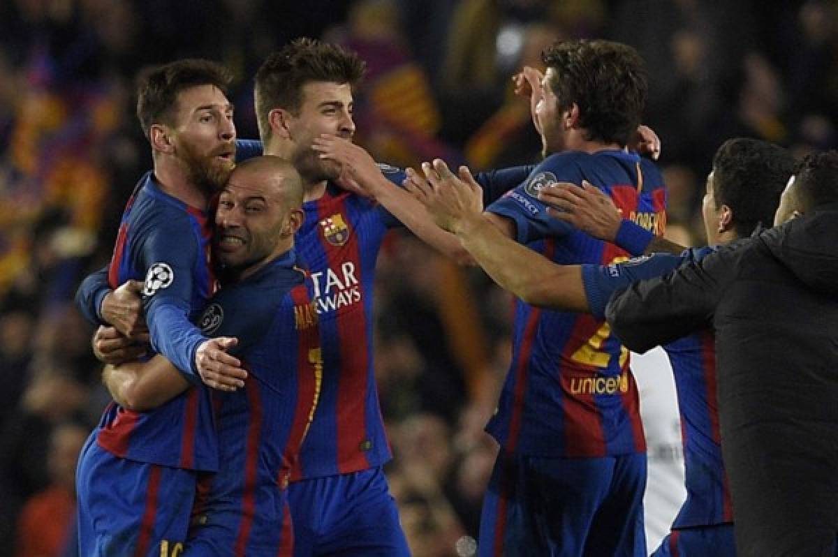La celebración del Barcelona y los rostros de amargura del PSG