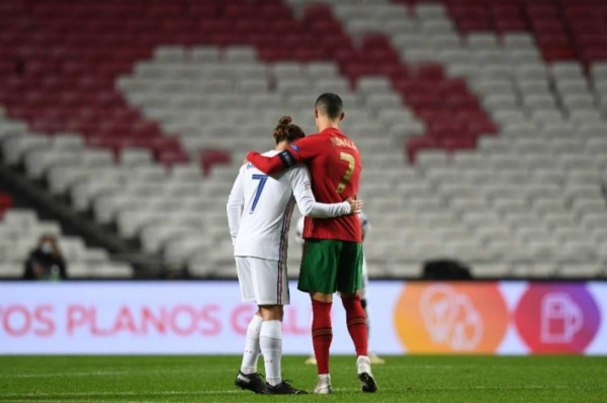 Abrazo entre cracks y la dura entrada de Cristiano Ronaldo en la derrota de Portugal ante Francia