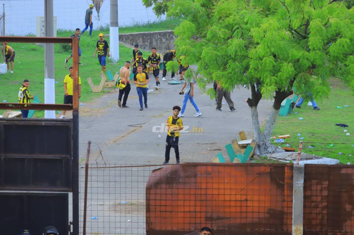 Vergonzosas imágenes: Así fueron los actos vandálicos de los aficionados del Real España en el estadio Olímpico tras perder la final