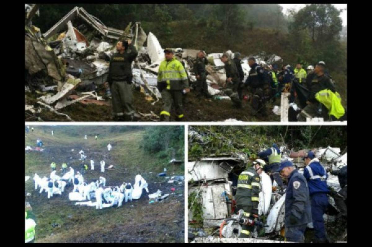 Terribles fotos del avión que se estrella con el club Chapecoense