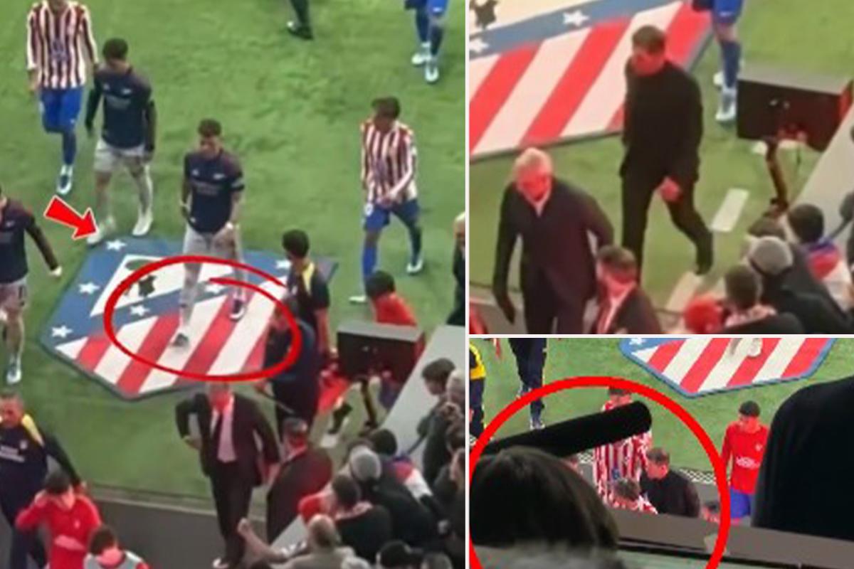 Jugador del Arsenal pisa el escudo del Atlético tras el partido: la reacción de Simeone y su hijo Giuliano