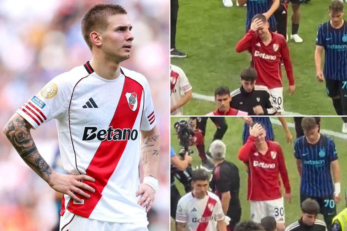 Mastantuono se fue llorando: el dolor por la eliminación en su último partido con River Plate