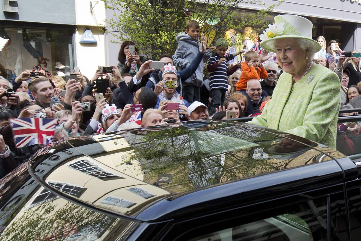 La reina Isabel II en su festejo de su cumpleaños 90 en 21 de abril de 2016.