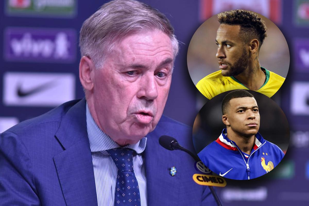 La reacción de Ancelotti sobre la ausencia de Neymar y lo que dijo de Mbappé previo al Brasil-Francia