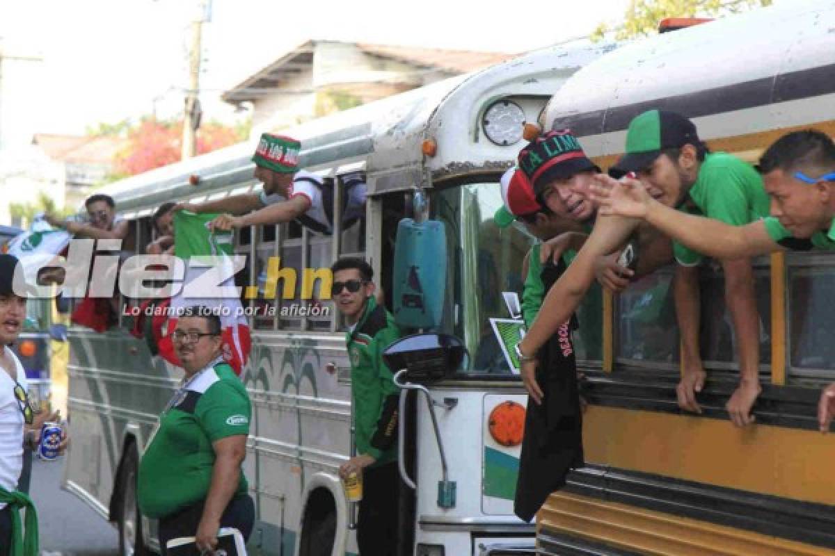 ¡LOCURA! Caravana verdolaga rumbo al Nacional de Tegucigalpa