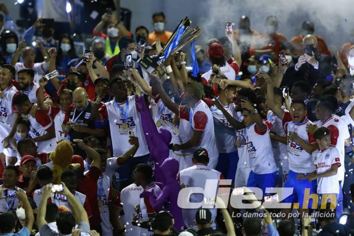 Olimpia tetracampeón: las imágenes imperdibles de la celebración tras vencer a Real España en el Estadio Morazán