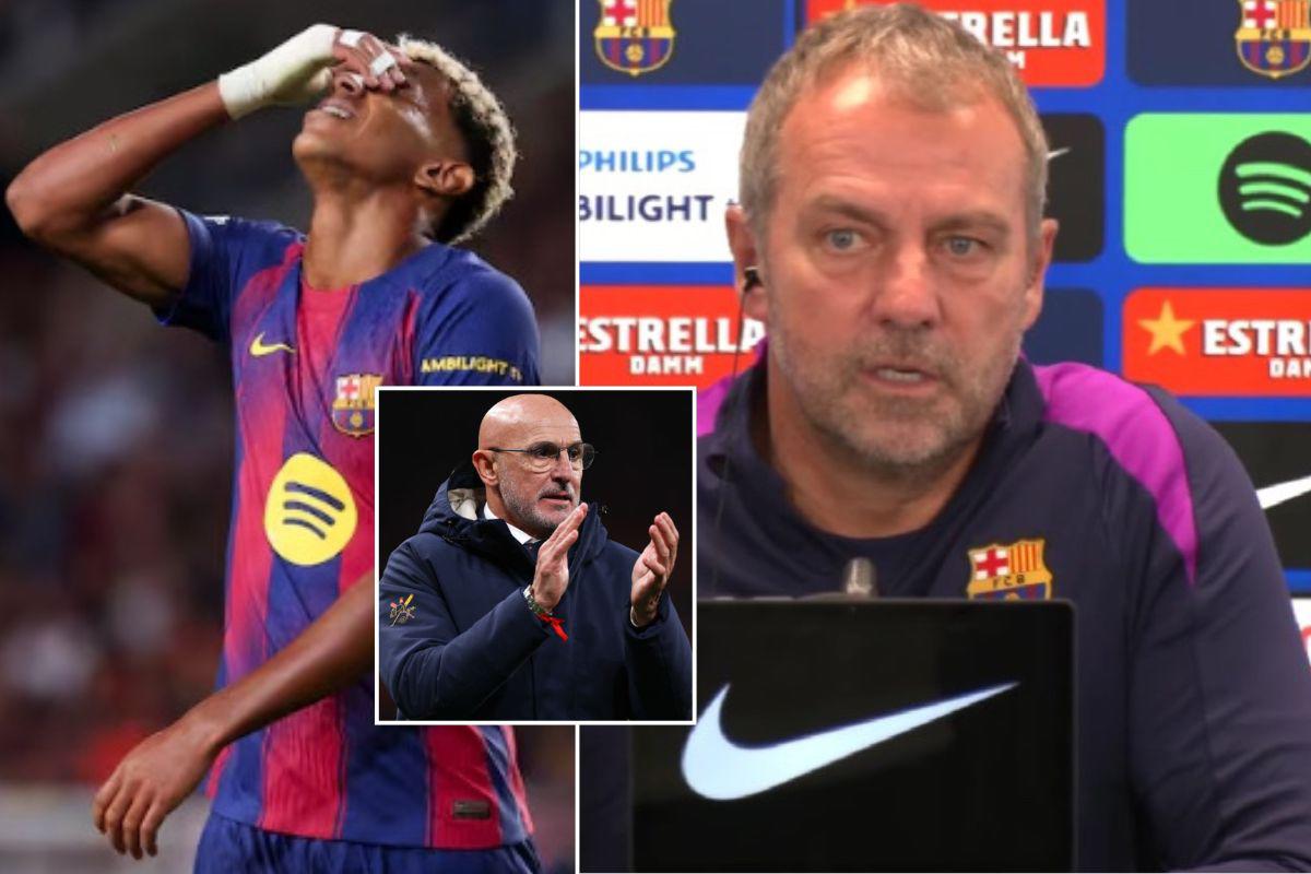 Hansi Flick habló de su cruce con De la Fuente y el anuncio sobre Lamine Yamal: No está bien, estuve con él hoy y le dije...