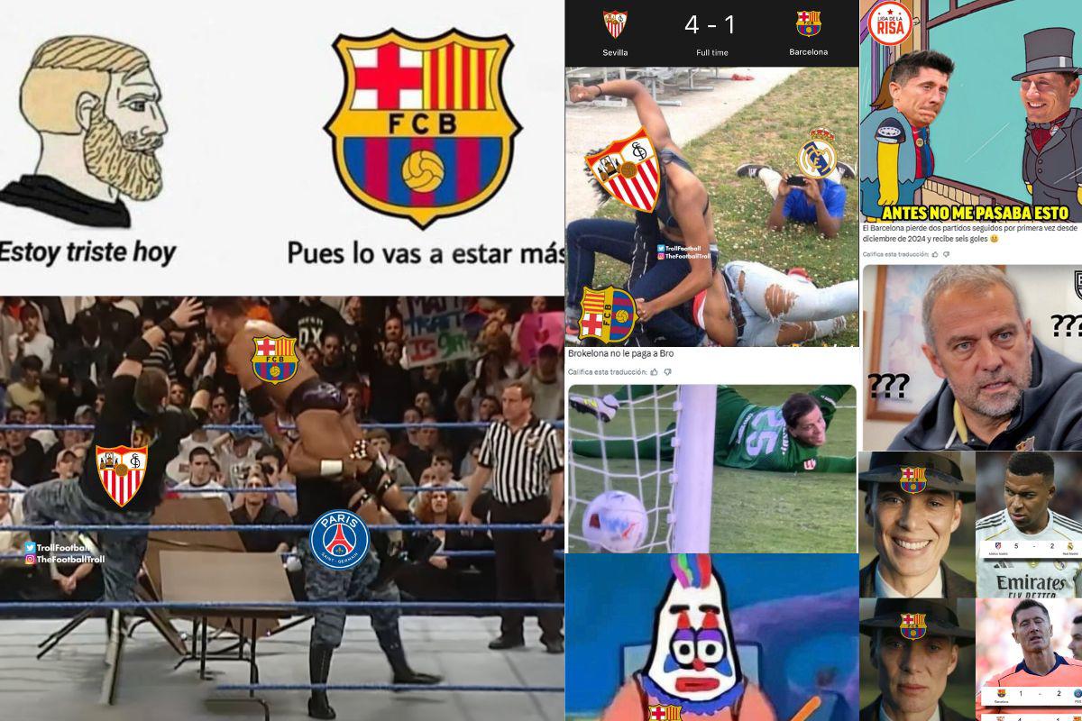 ¡Estallaron las redes! Los memes que dejó la goleada del Sevilla sobre Barcelona y no perdonan a Lewandowski