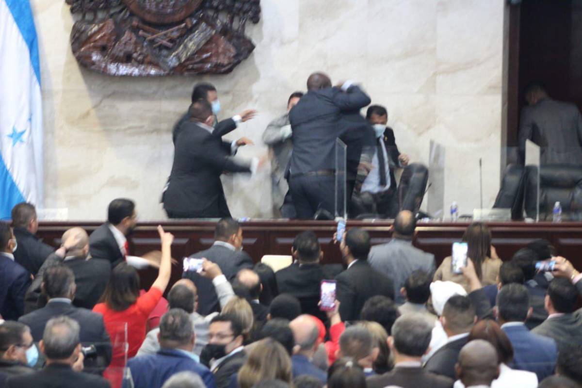 Las fotos del zafarrancho: Patadas y manotazos en el Congreso Nacional; exfutbolista Osman Chávez impuso respeto