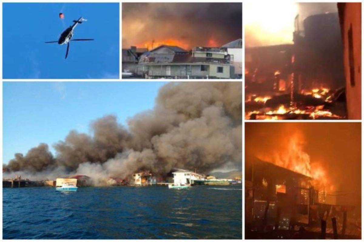 ¡Zozobra! Voraz incendio consume alrededor de 40 viviendas en la isla de Guanaja