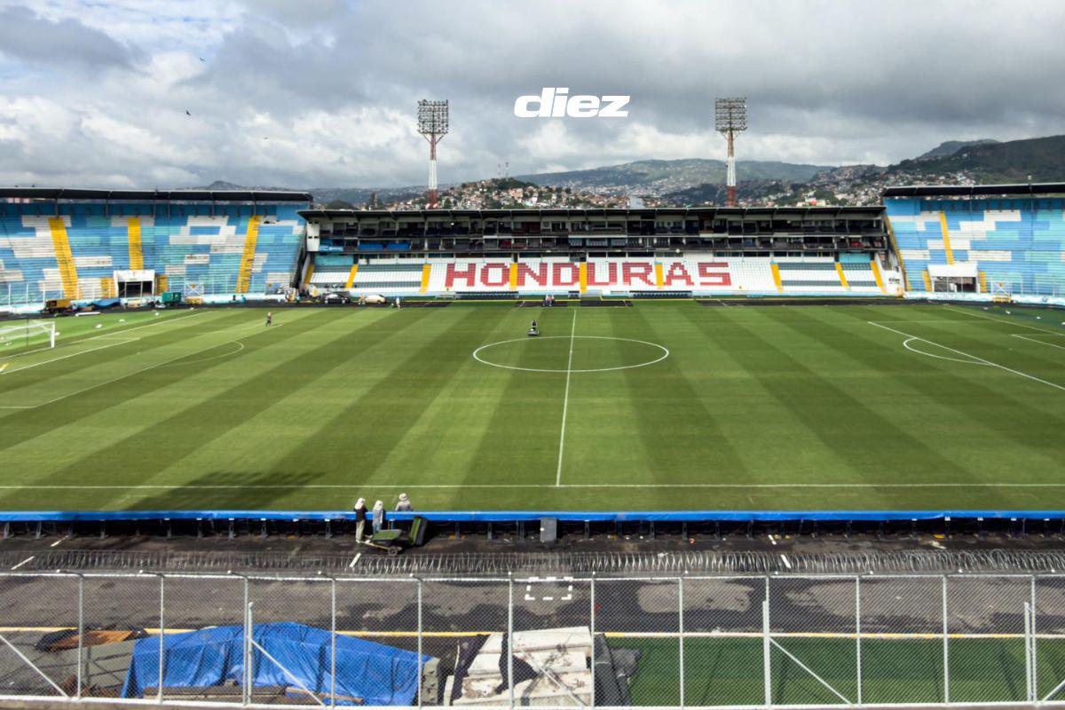 Estadio Nacional recibe los últimos retoques para el Honduras-Haití: así luce la cancha previo a la batalla